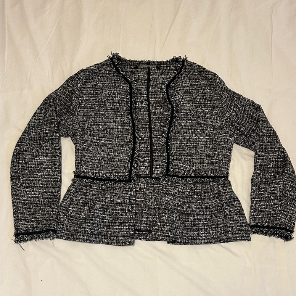 Zara Black & White Tweed Peplum Jacket/Blazer